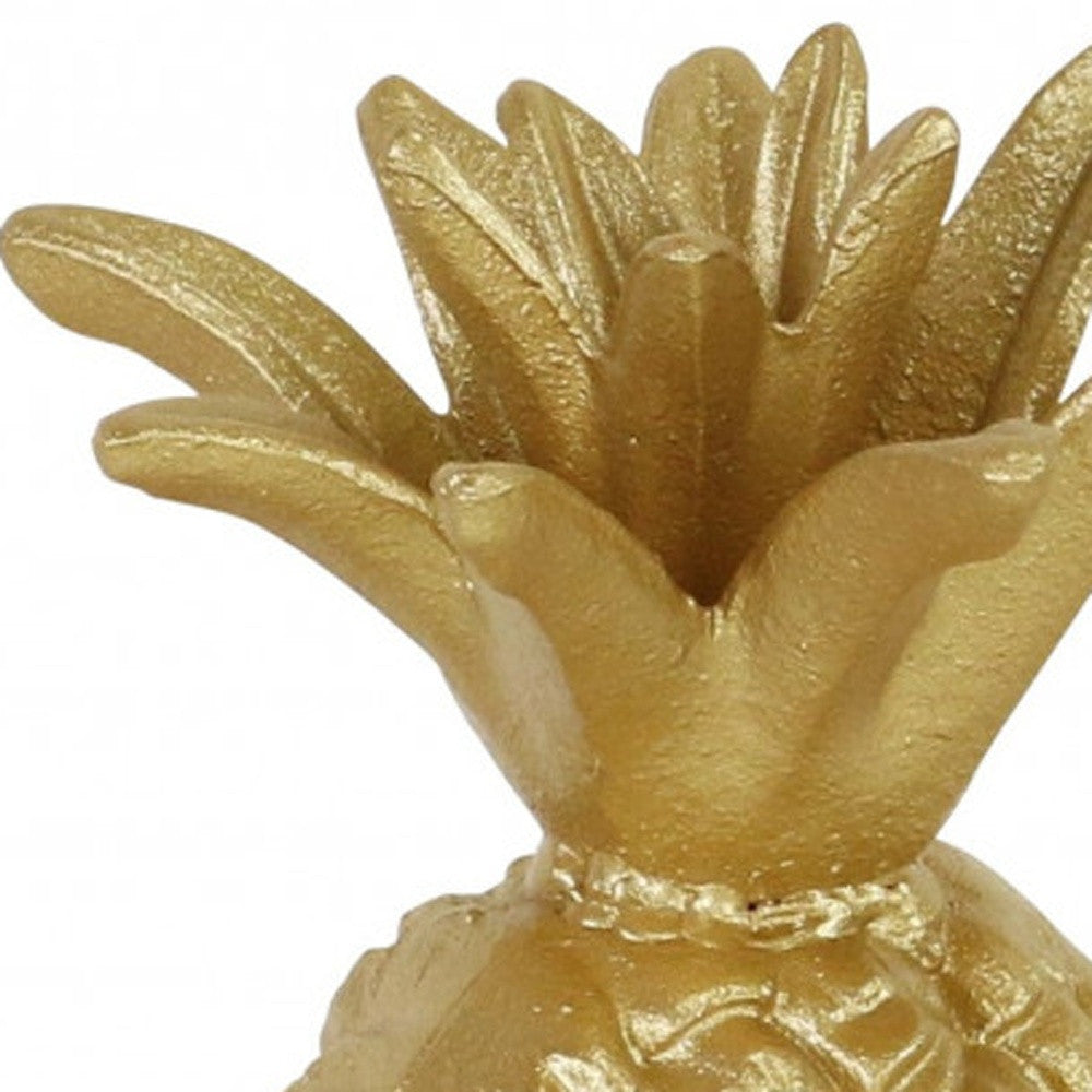 9" Gold Cast Iron Pineapple Hand Painted Sculpture - Homeroots - Flyclothing LLC