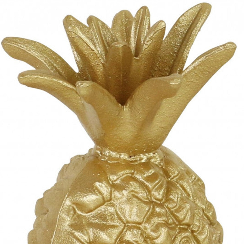 9" Gold Cast Iron Pineapple Hand Painted Sculpture - Homeroots - Flyclothing LLC
