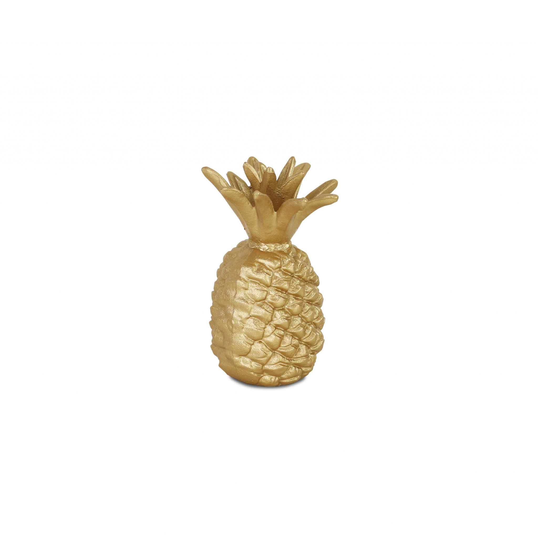 8" Gold Cast Iron Pineapple Hand Painted Sculpture - Homeroots - Flyclothing LLC