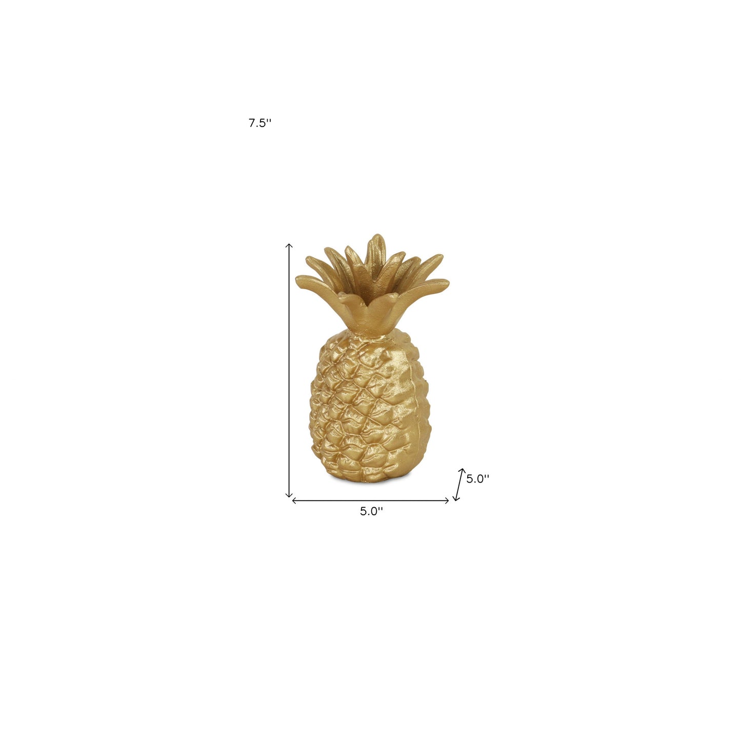 8" Gold Cast Iron Pineapple Hand Painted Sculpture - Homeroots - Flyclothing LLC
