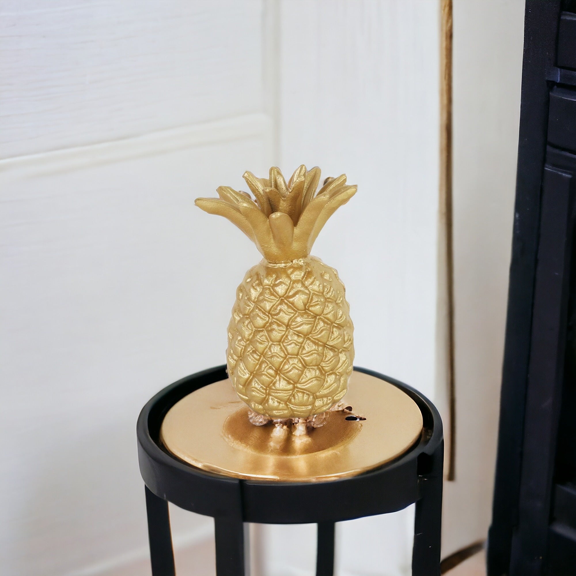 8" Gold Cast Iron Pineapple Hand Painted Sculpture - Homeroots - Flyclothing LLC