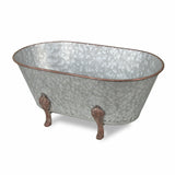 7" Gray and Gold  Galvanized Metal Hand Painted Bathtub Sculpture