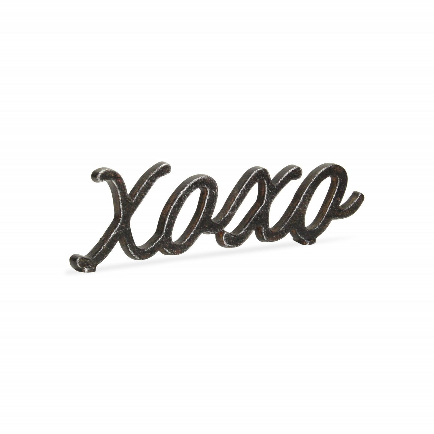 3" Black Cast Iron Hand Painted XOXO Sentiment Tabletop Sculpture - Homeroots - Flyclothing LLC