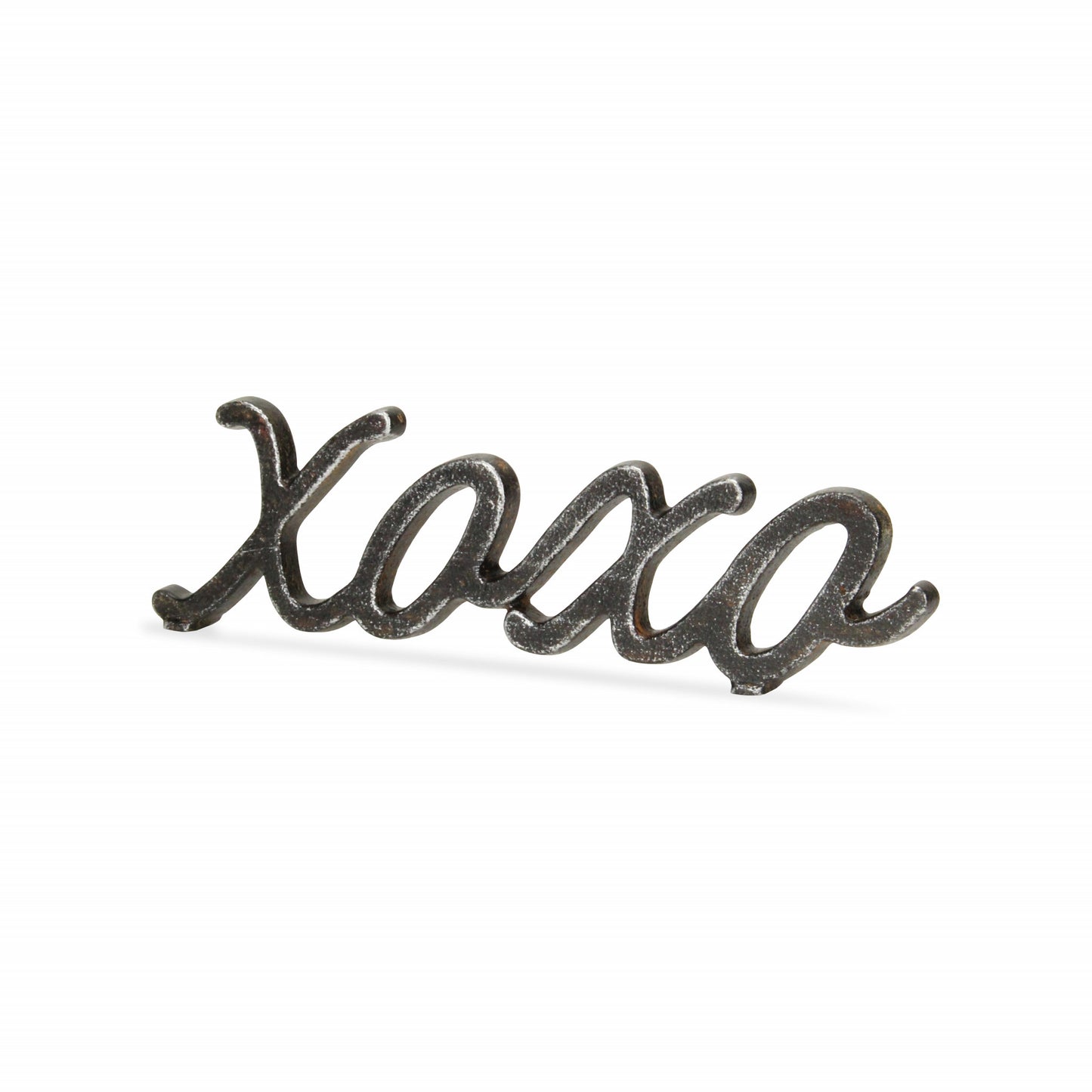 3" Black Cast Iron Hand Painted XOXO Sentiment Tabletop Sculpture - Homeroots - Flyclothing LLC