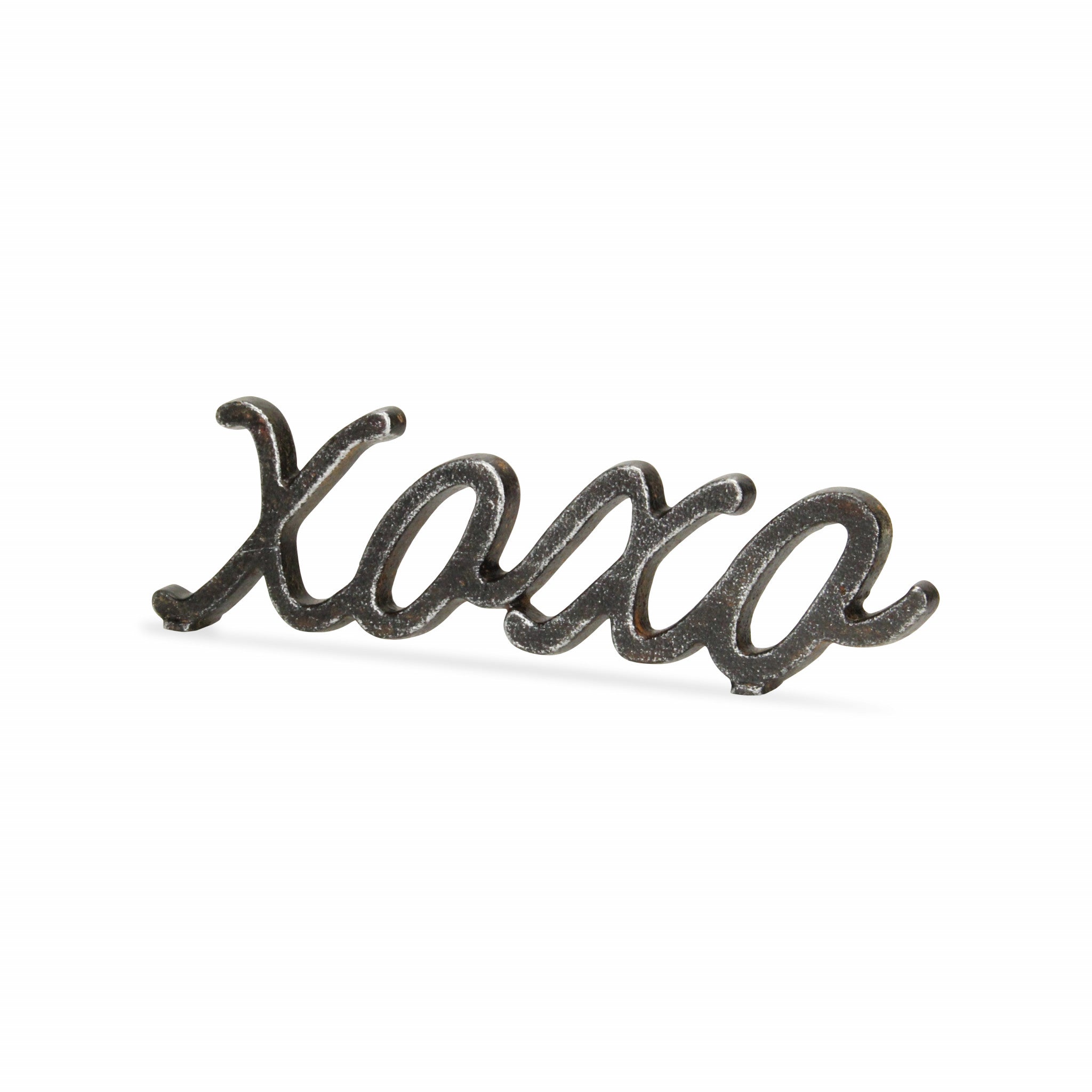 3" Black Cast Iron Hand Painted XOXO Sentiment Tabletop Sculpture - Homeroots - Flyclothing LLC