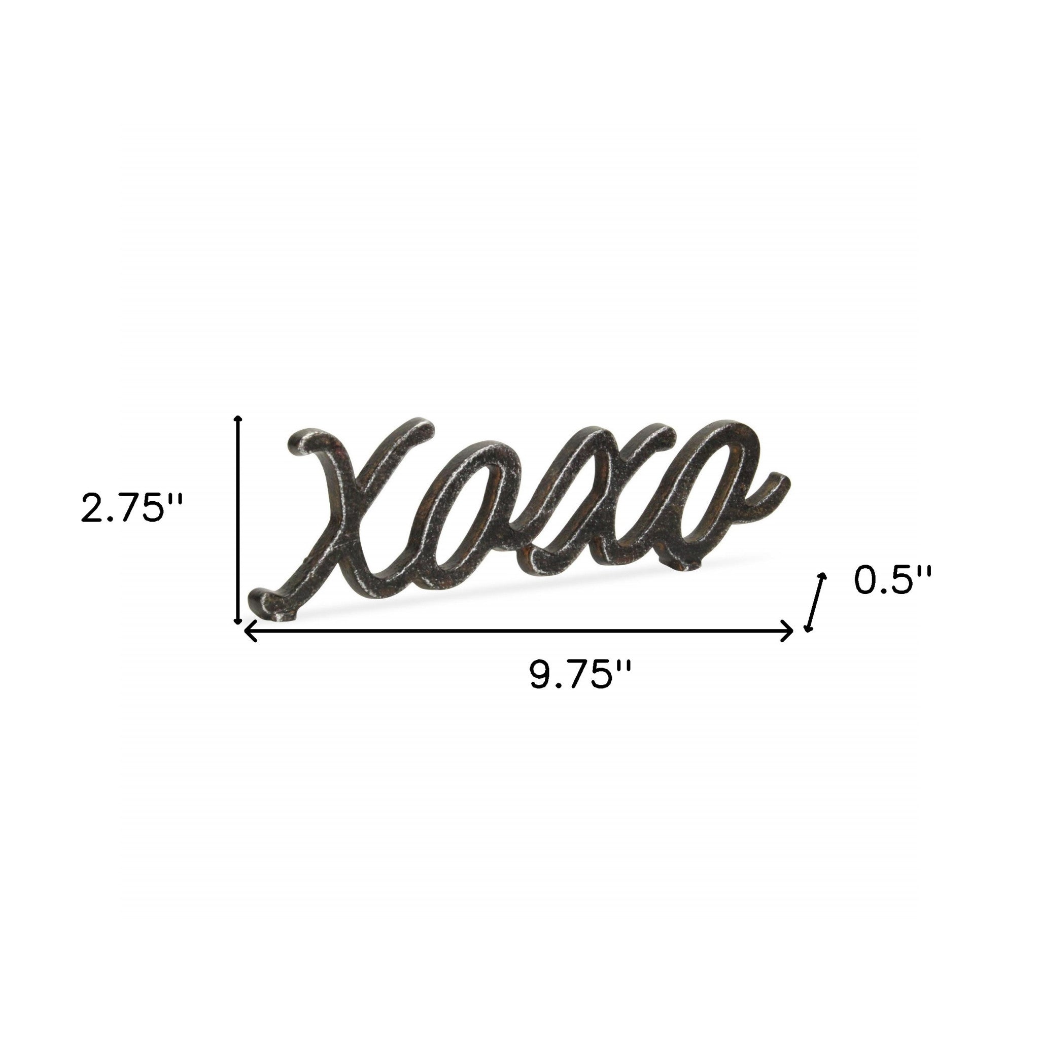 3" Black Cast Iron Hand Painted XOXO Sentiment Tabletop Sculpture - Homeroots - Flyclothing LLC