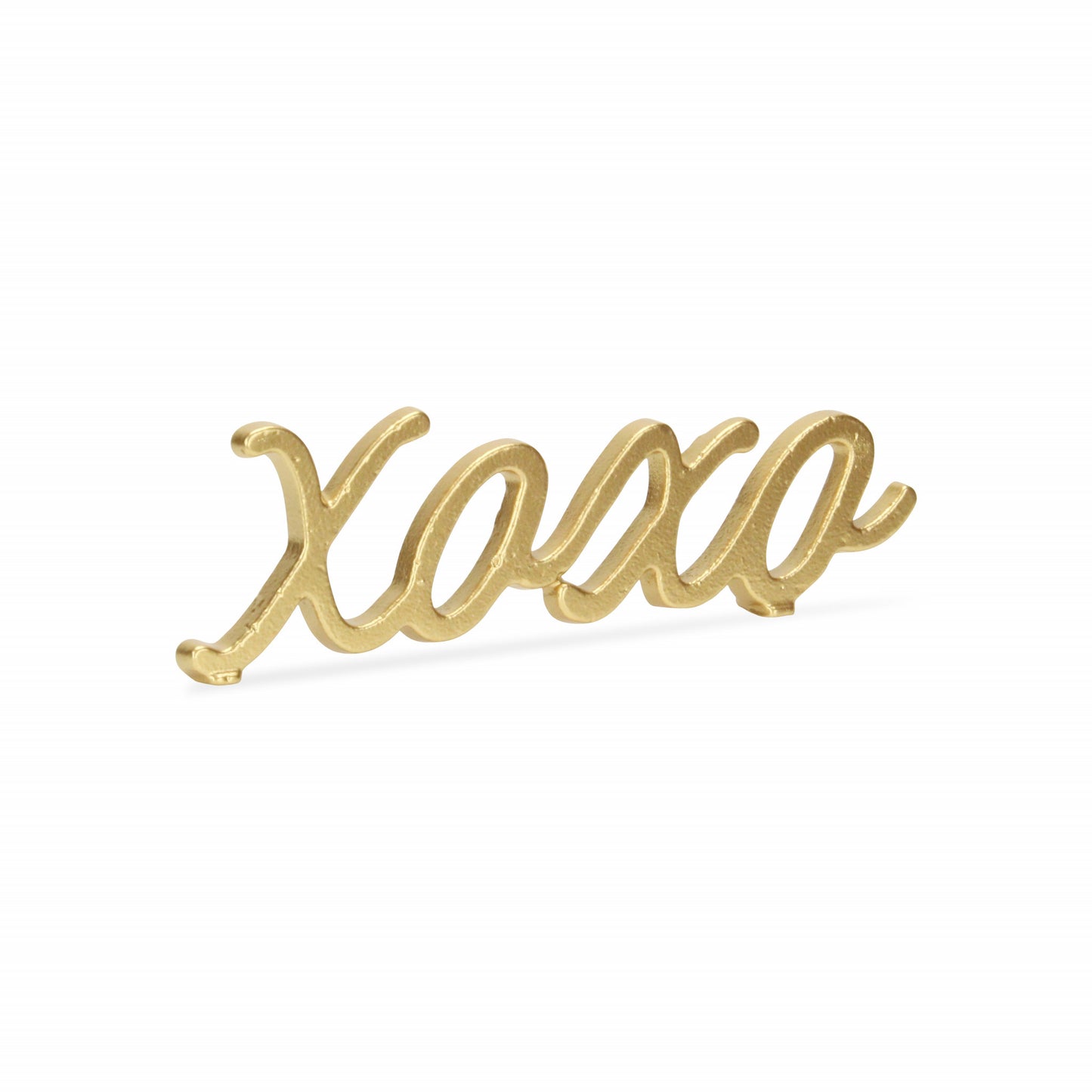 3" Gold Cast Iron Hand Painted XOXO Sentiment Tabletop Sculpture - Homeroots - Flyclothing LLC