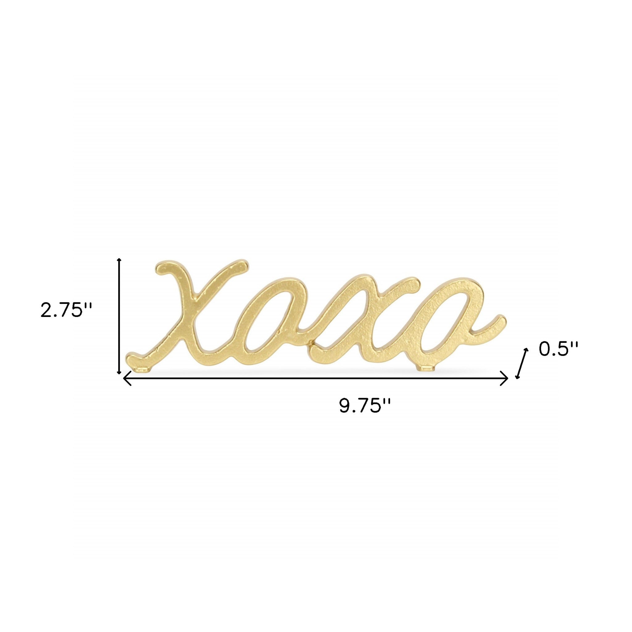 3" Gold Cast Iron Hand Painted XOXO Sentiment Tabletop Sculpture - Homeroots - Flyclothing LLC