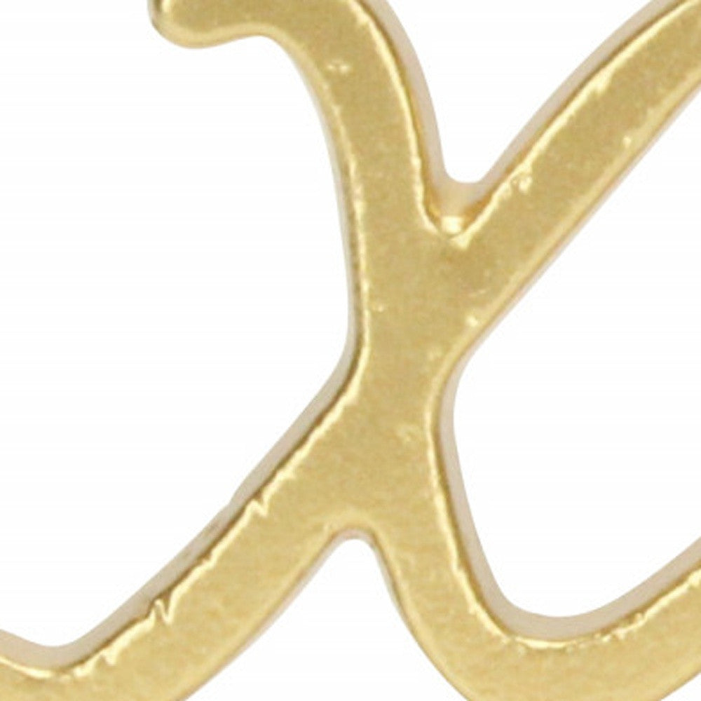 3" Gold Cast Iron Hand Painted XOXO Sentiment Tabletop Sculpture - Homeroots - Flyclothing LLC