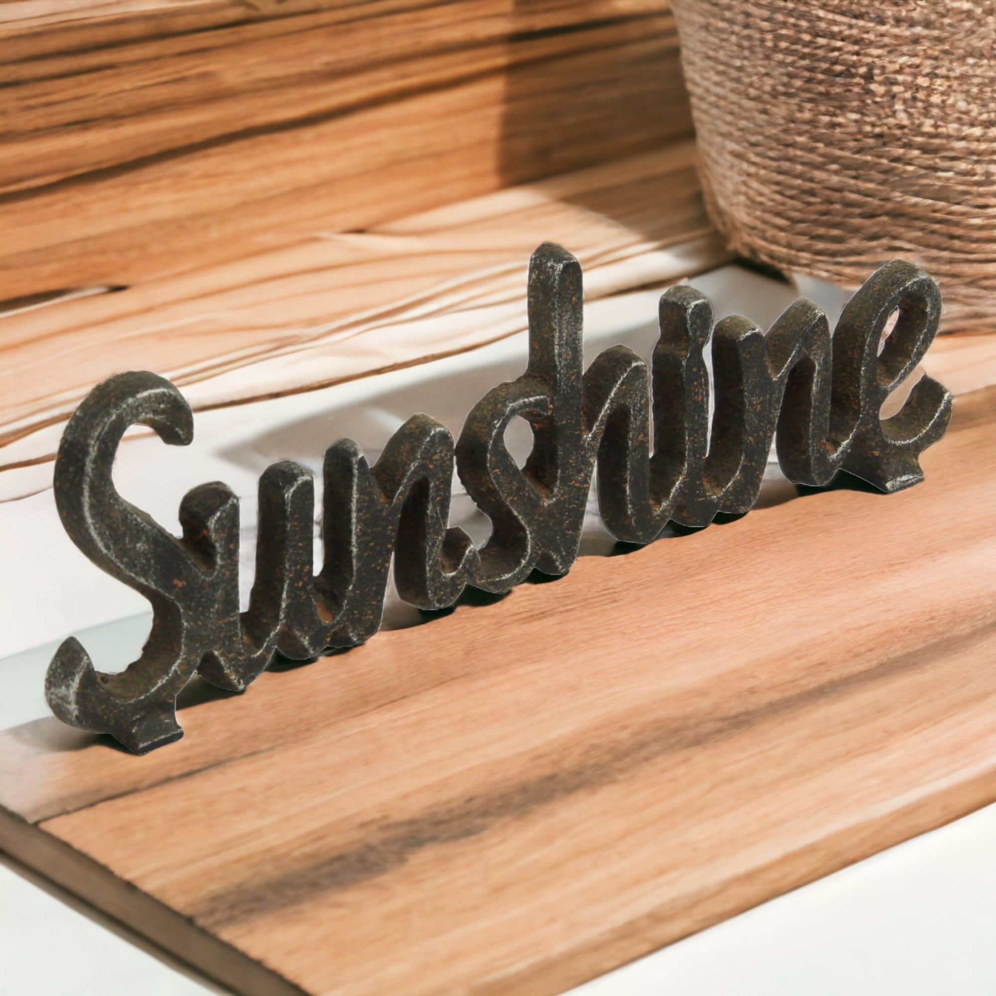 3" Black Cast Iron Hand Painted Sunshine Sculpture - Homeroots - Flyclothing LLC
