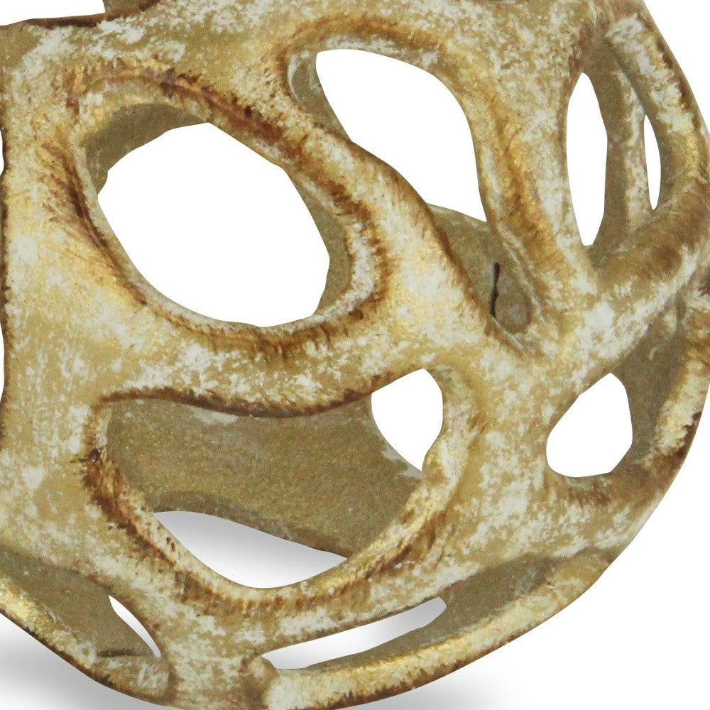 4" Rustic Gold  Cast Iron Abstract Decorative Orb - Homeroots