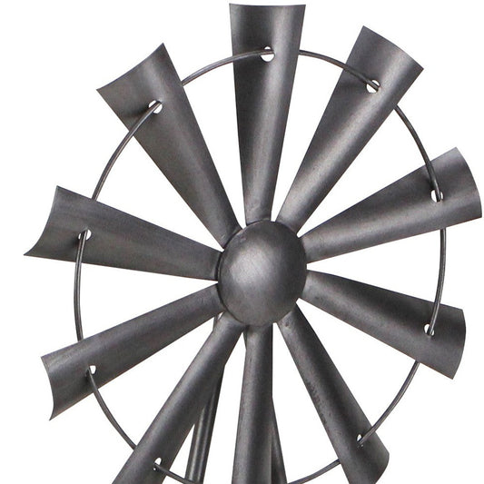 21" Gray Metal Windmill Hand Painted Sculpture - Homeroots