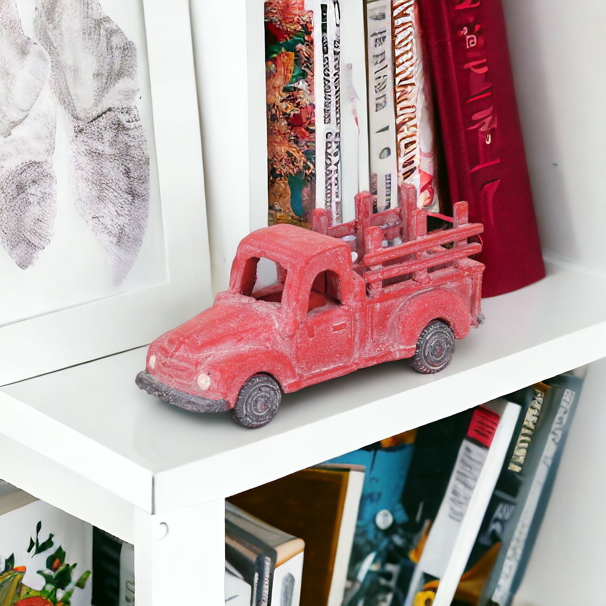 5" Red Metal Truck Hand Painted Decorative Truck - Homeroots - Flyclothing LLC