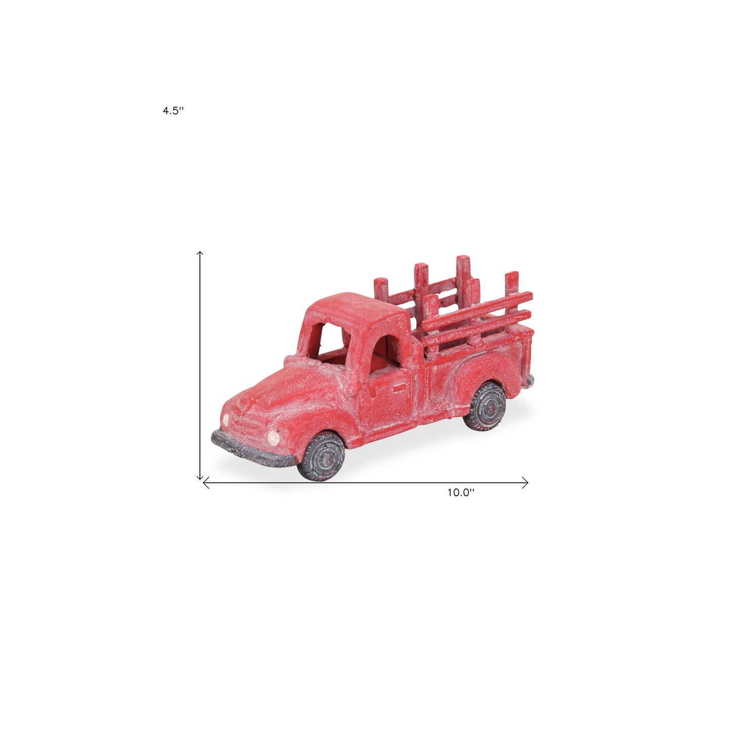 5" Red Metal Truck Hand Painted Decorative Truck - Homeroots - Flyclothing LLC