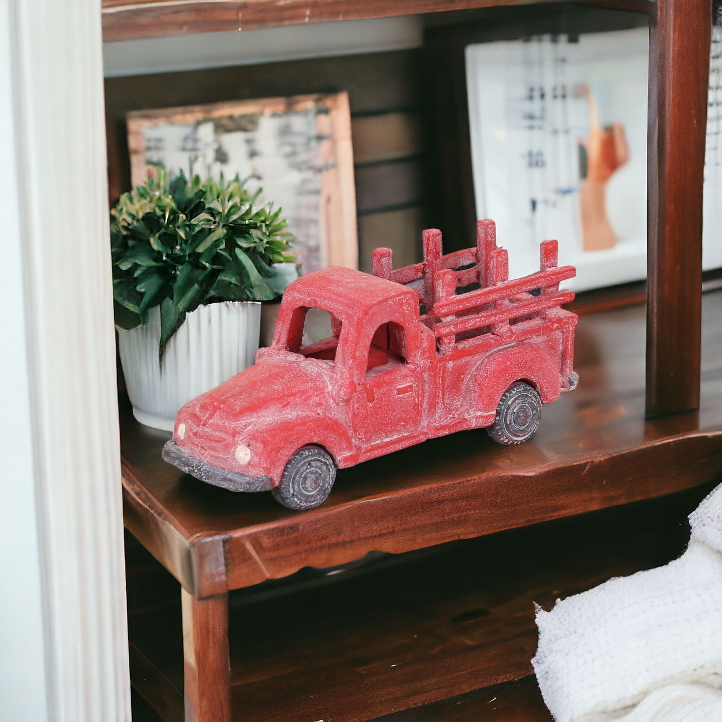 5" Red Metal Truck Hand Painted Decorative Truck - Homeroots - Flyclothing LLC