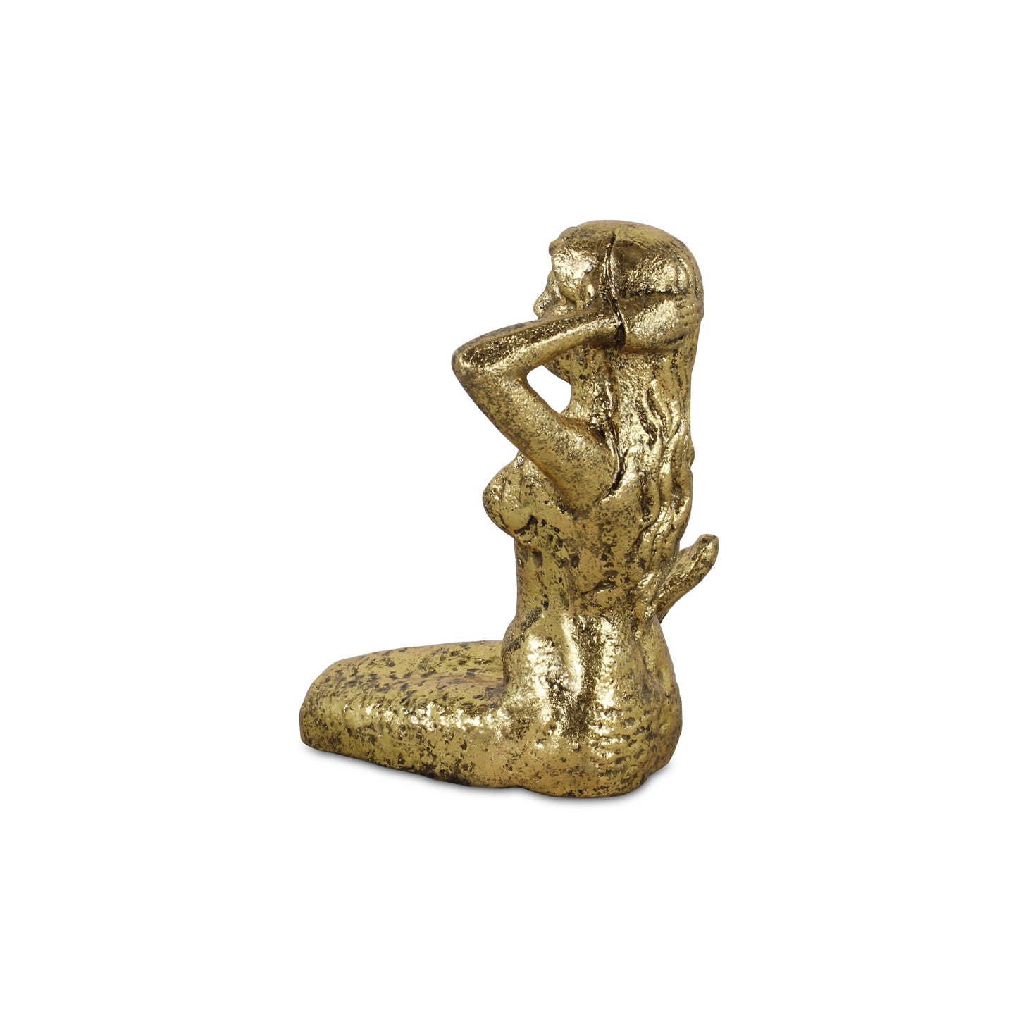 6" Antiqued Brass Cast Iron Mermaid Hand Painted Statue - Homeroots - Flyclothing LLC