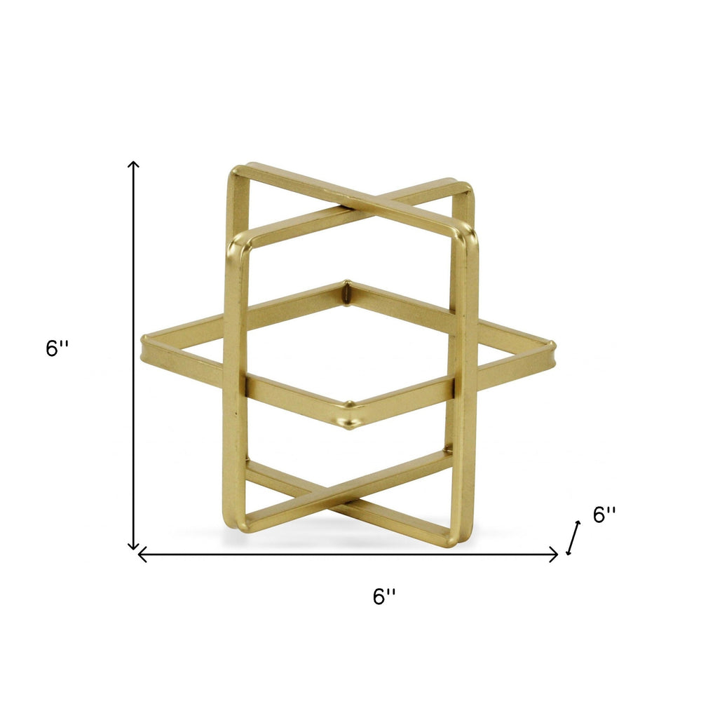 6" Gold Metal Abstract Hand Painted Sculpture