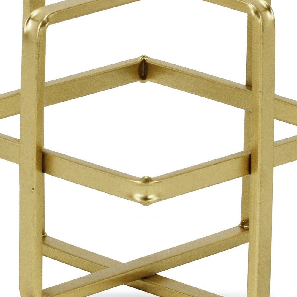 6" Gold Metal Abstract Hand Painted Sculpture