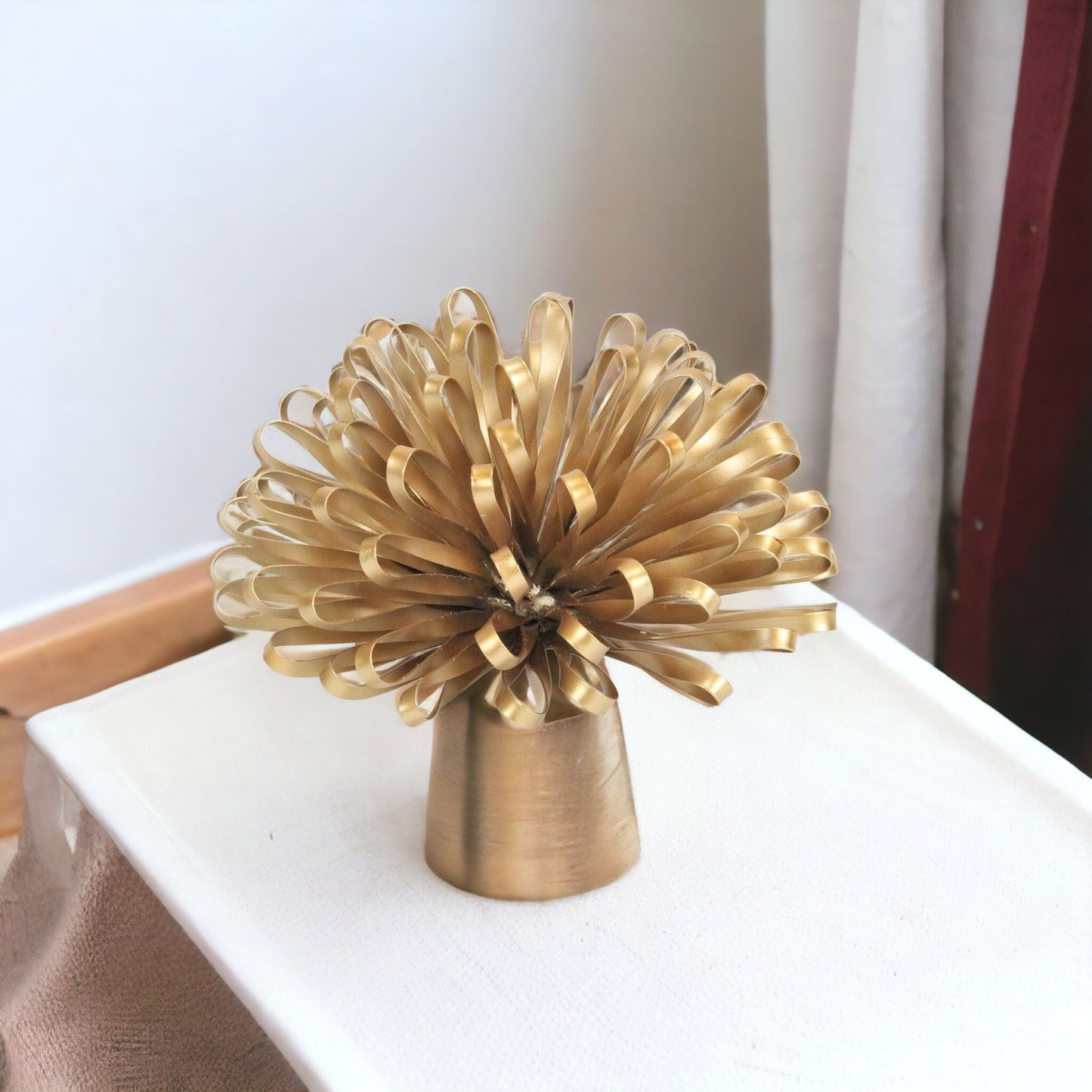 5" Gold Metal Abstract Hand Painted Sculpture - Homeroots - Flyclothing LLC