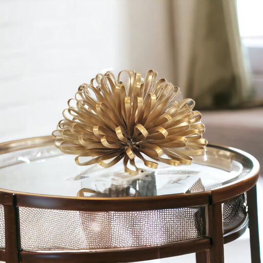 4" Gold Metal Abstract Bloom Painted Sculpture - Homeroots