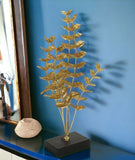 21" Gold and Black Metal Leaf Hand Painted Sculpture - Homeroots