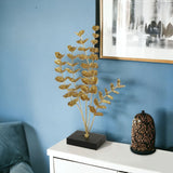 21" Gold and Black Metal Leaf Hand Painted Sculpture - Homeroots