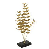 21" Gold and Black Metal Leaf Hand Painted Sculpture - Homeroots