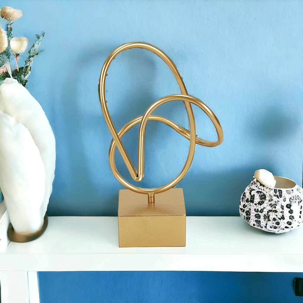 12" Gold Metal Hand Painted Sculpture - Homeroots