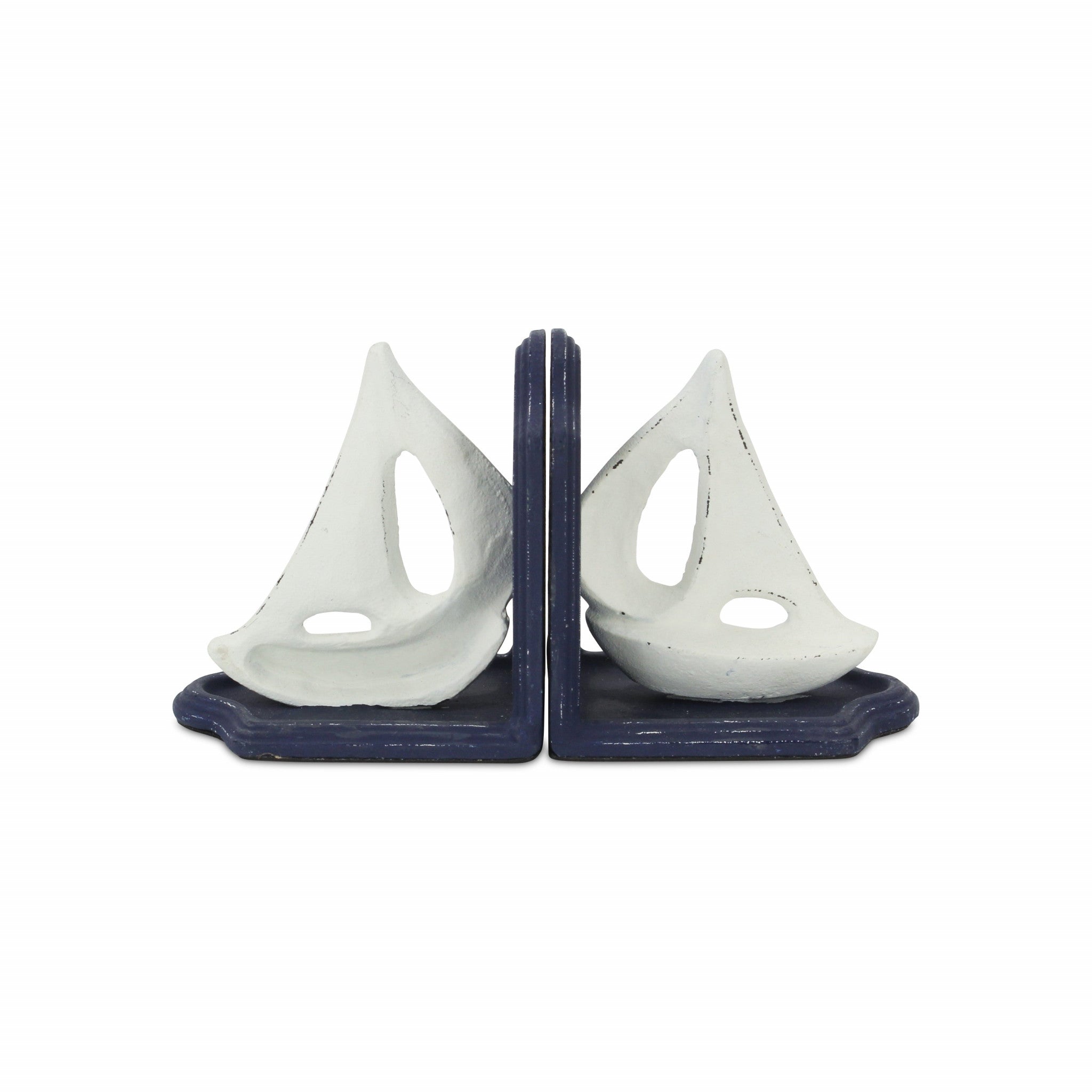 Set Of Two 5" Blue Cast Iron Boat Bookends - Homeroots - Flyclothing LLC