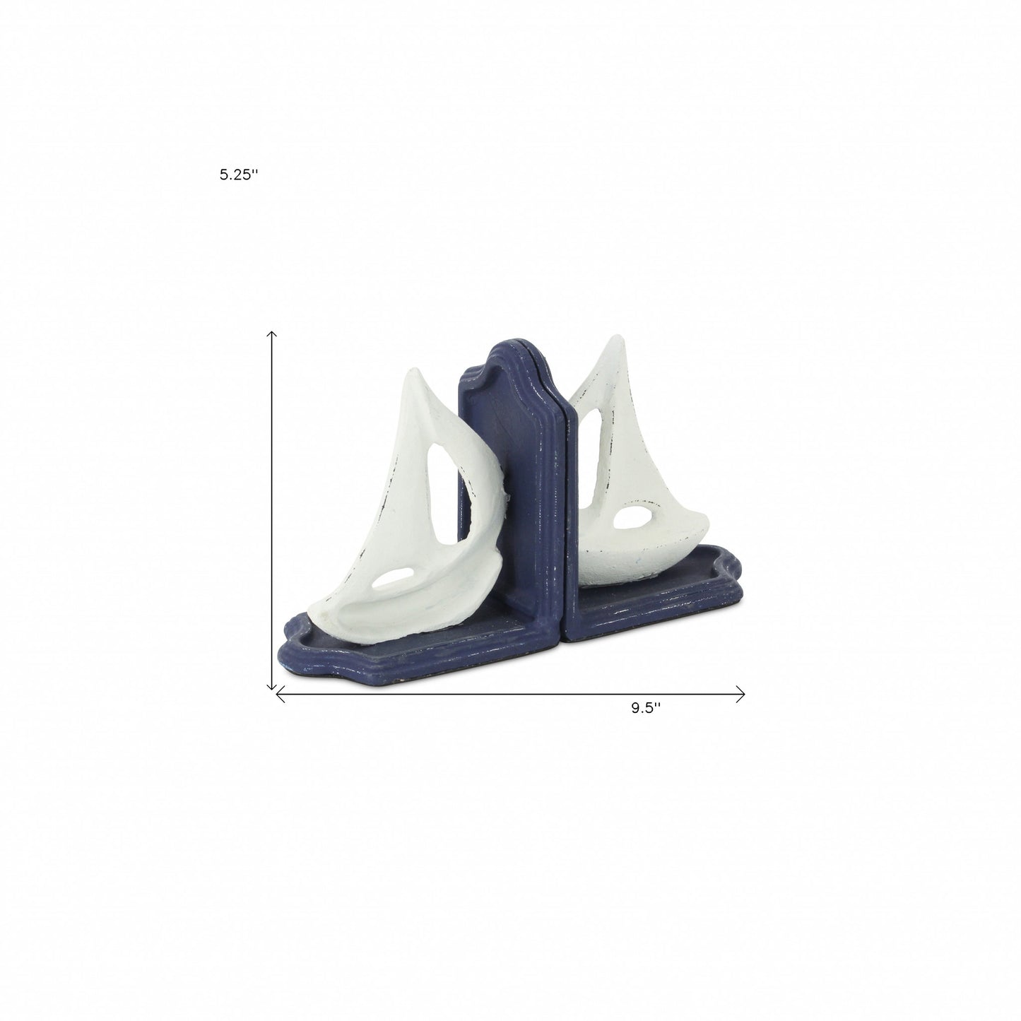 Set Of Two 5" Blue Cast Iron Boat Bookends - Homeroots - Flyclothing LLC