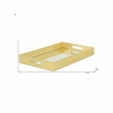 16" Gold Rectangular Wood Handmade Tray With Handles - Homeroots - Flyclothing LLC