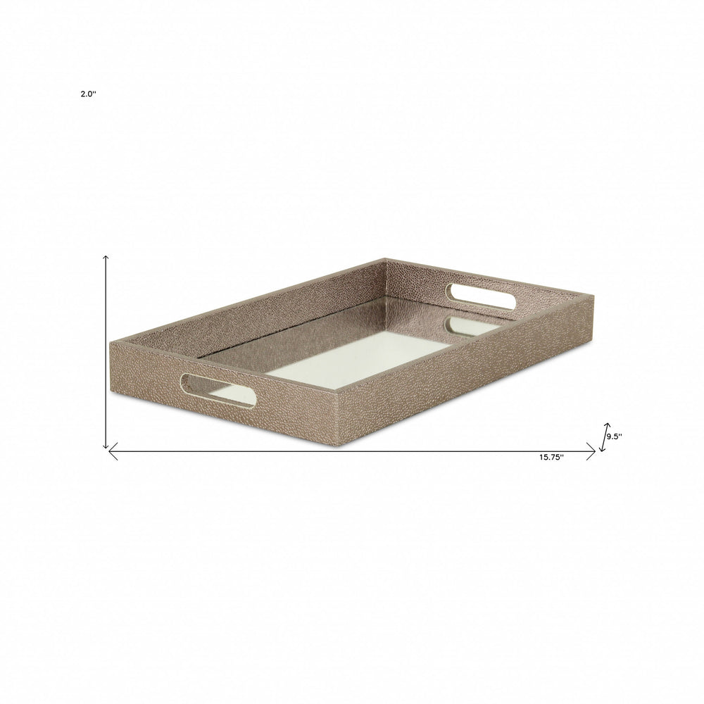 16" Gray Rectangular Wood Handmade Tray With Handles - Homeroots - Flyclothing LLC
