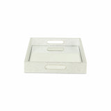 16" Silver Rectangular Wood Handmade Tray With Handles - Homeroots - Flyclothing LLC