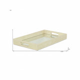 16" White Gold Rectangular Wood Handmade Tray With Handles - Homeroots - Flyclothing LLC