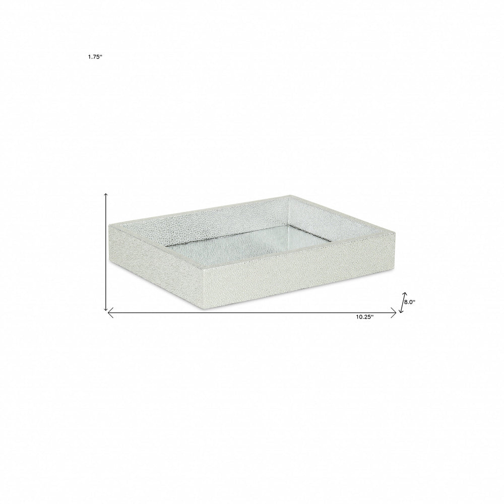 10" Silver Rectangular Wood Handmade Tray - Homeroots - Flyclothing LLC