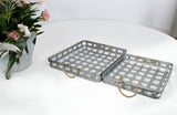 Set of Two Gray Rectangular Metal Handmade Serving Tray With Handles - Homeroots