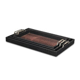 Set of Three Brown Rectangular Wood Handmade Serving Tray With Handles - Homeroots