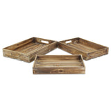19" Brown Rectangular Wood Handmade Tray With Handles - Homeroots - Flyclothing LLC