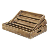 19" Brown Rectangular Wood Handmade Tray With Handles - Homeroots