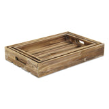 19" Brown Rectangular Wood Handmade Tray With Handles - Homeroots - Flyclothing LLC