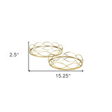 15" Gold Round Metal Handmade Tray With Handles - Homeroots - Flyclothing LLC