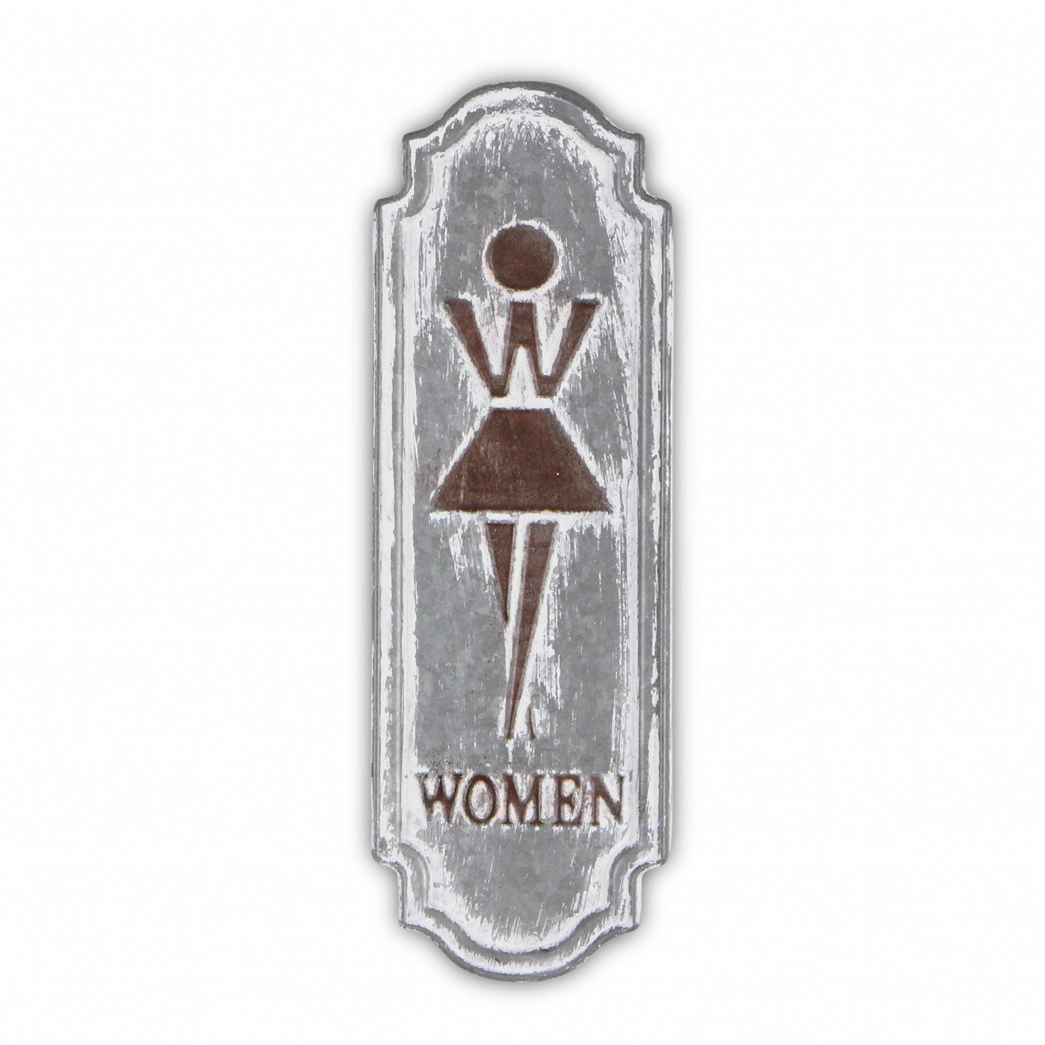 12" Rustic Gray Metal Womens Room Wall Decor - Homeroots - Flyclothing LLC