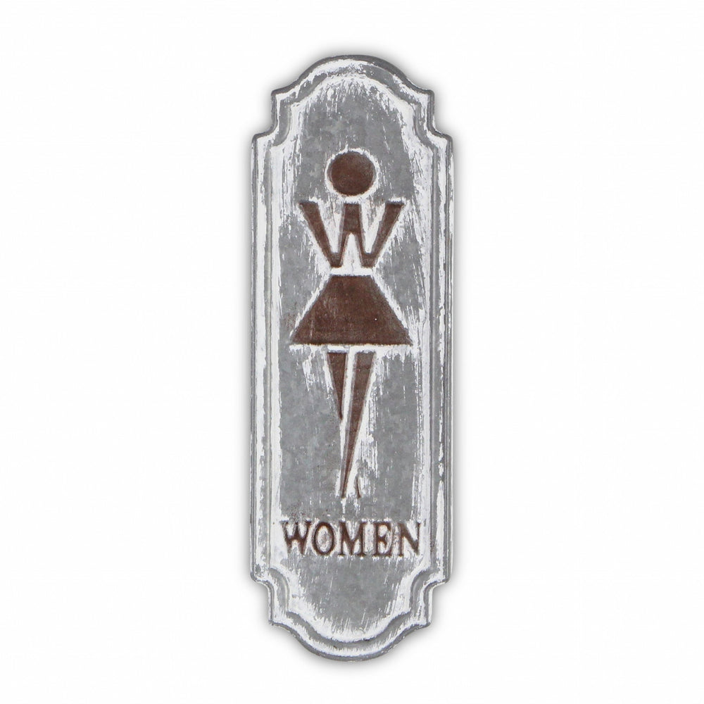 12" Rustic Gray Metal Womens Room Wall Decor - Homeroots - Flyclothing LLC