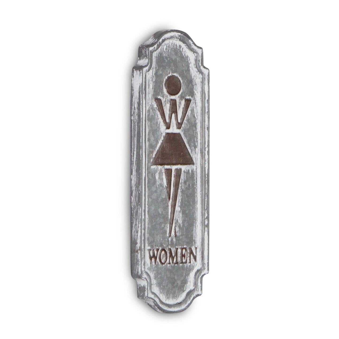 12" Rustic Gray Metal Womens Room Wall Decor - Homeroots - Flyclothing LLC