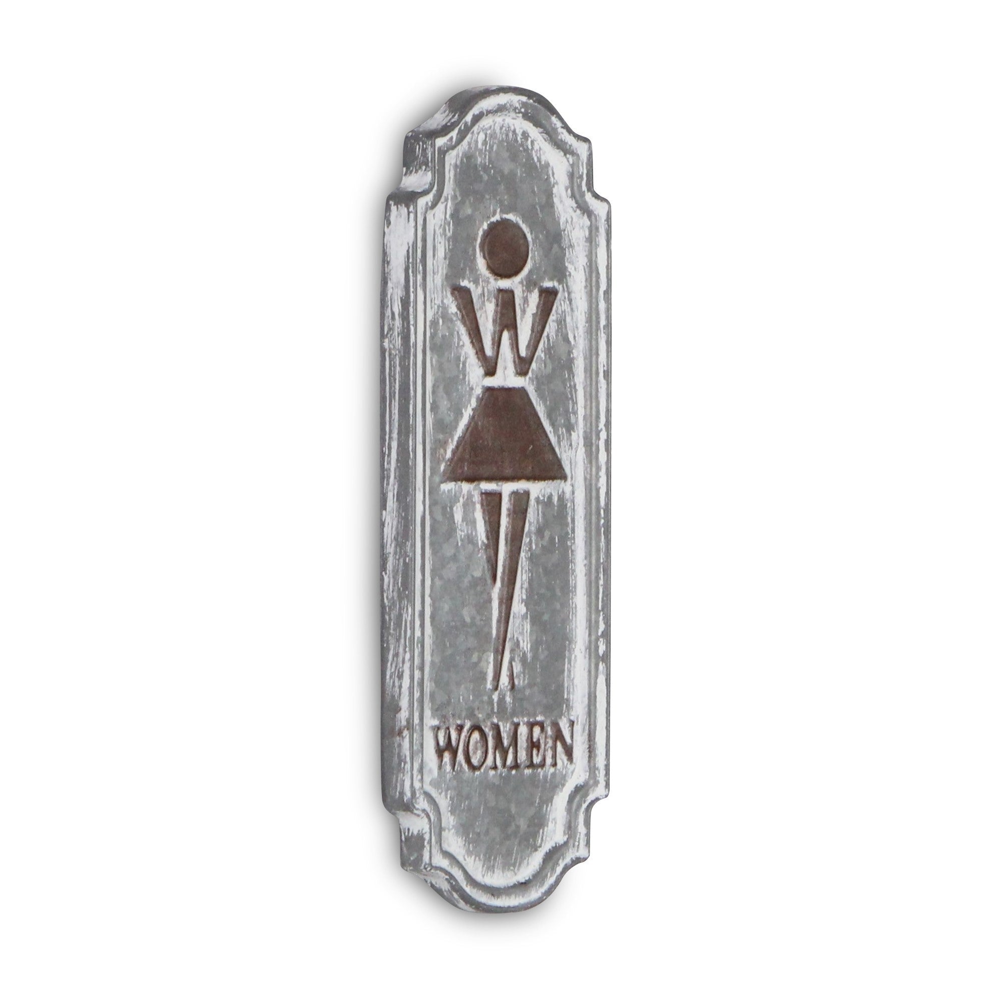 12" Rustic Gray Metal Womens Room Wall Decor - Homeroots - Flyclothing LLC