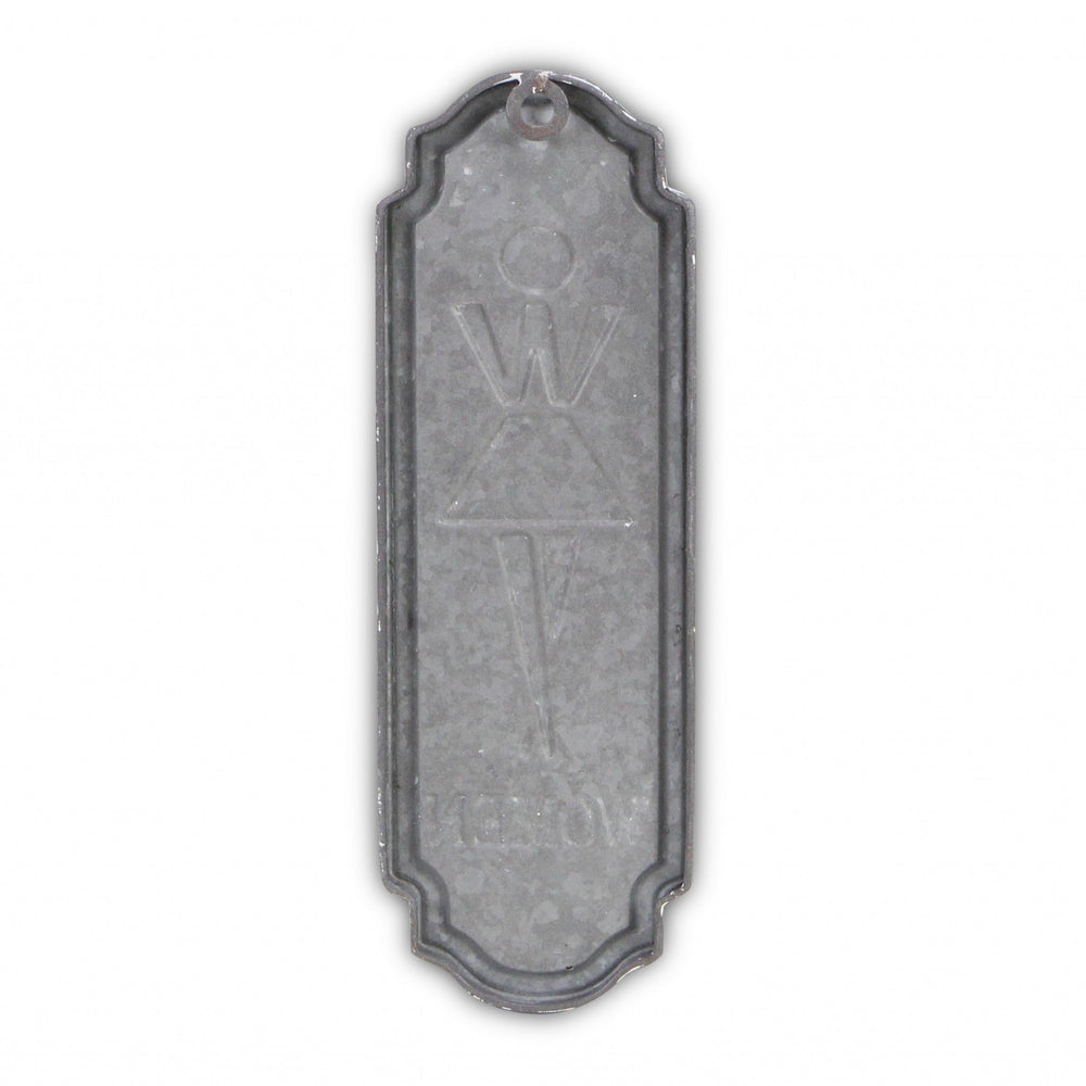 12" Rustic Gray Metal Womens Room Wall Decor - Homeroots - Flyclothing LLC