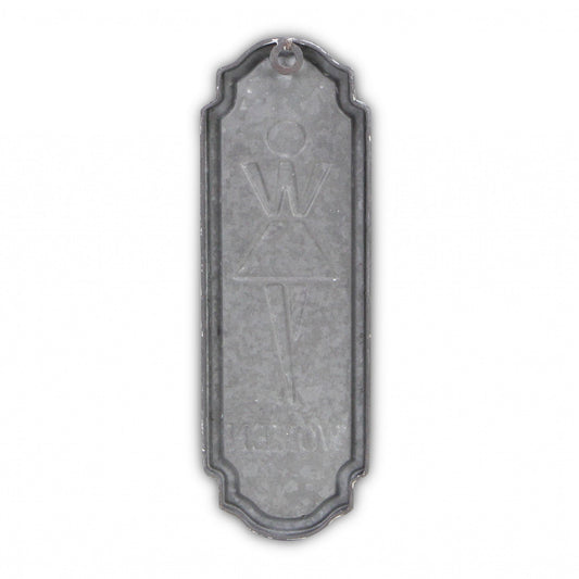 12" Rustic Gray Metal Womens Room Wall Decor - Homeroots