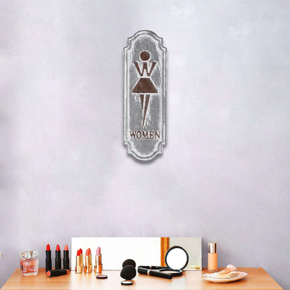 12" Rustic Gray Metal Womens Room Wall Decor - Homeroots - Flyclothing LLC