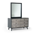 40" Black Ash Veneer Rectangle Wall Mounted Dresser Mirror Engineered Wood Framed - Homeroots