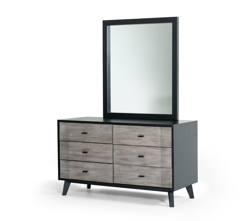40" Black Ash Veneer Rectangle Wall Mounted Dresser Mirror Engineered Wood Framed - Homeroots - Flyclothing LLC